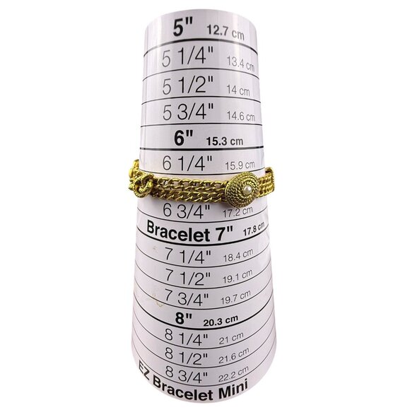 Goldette Womens Gold Tone Chain Bracelet Floral Pearls Layered Design Signed - Picture 6 of 6